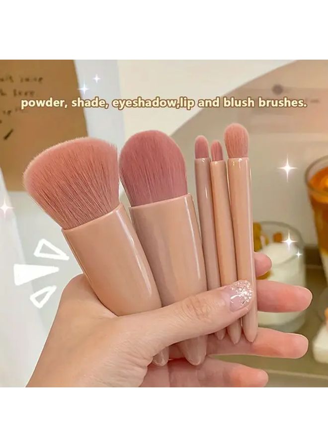 5Pcs Portable Makeup Brushes Set With Mirror Bean Paste Color Travel Cosmetic Kit - Image 5
